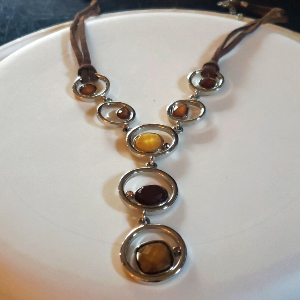 Gorgeous Lia Sophia brown necklace with matching bracelet